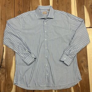 Men’s Gitman Bros 18/ 35 Made In USA Long Sleeve Button Up Blue White Stripe